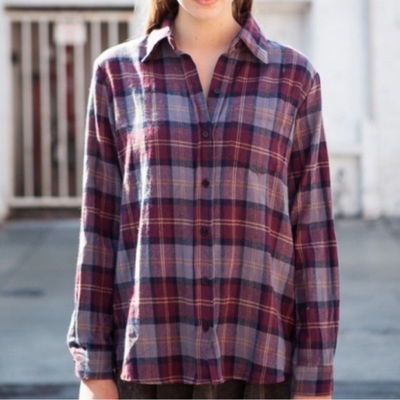 BRANDY MELVILLE PURPLE BURGUNDY FLANNEL - Picture 4 of 7